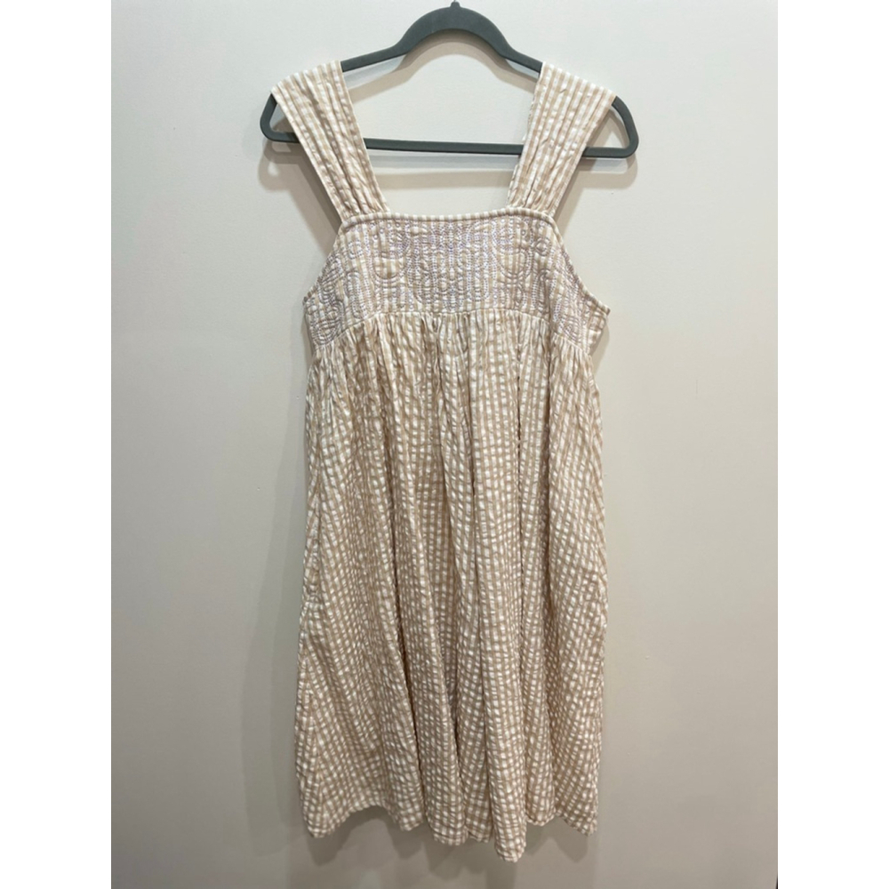 Kimchi Blue Gingham Apron Dress Size M Prairie Cottage Relaxed Grannie Open Back